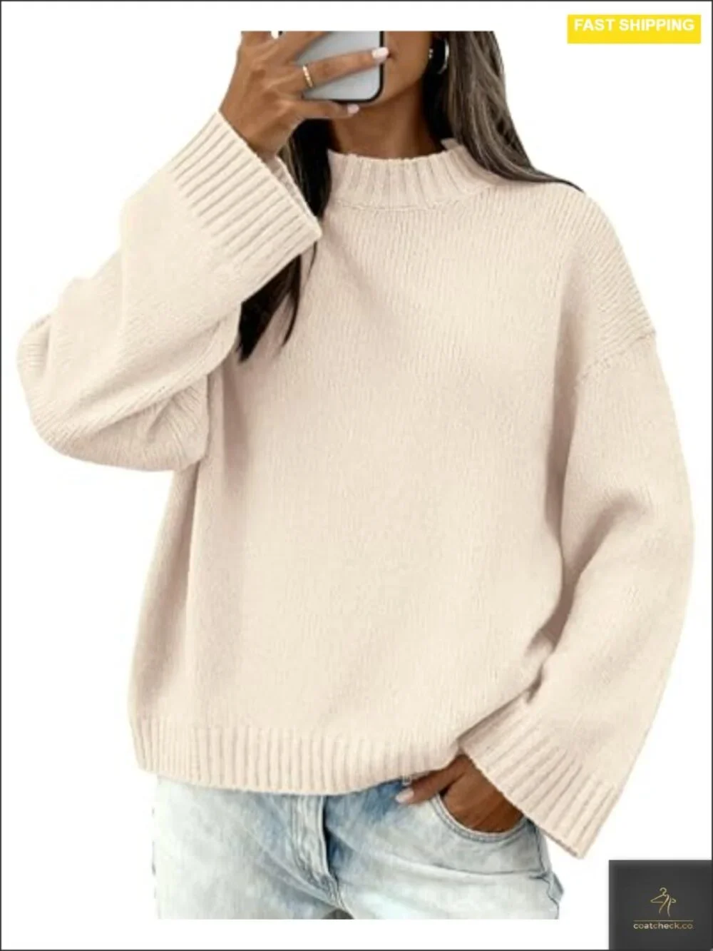Womens Crewneck Loose Fit Ribbed Knit Pullover Sweater Long Sleeve Fall Winter
